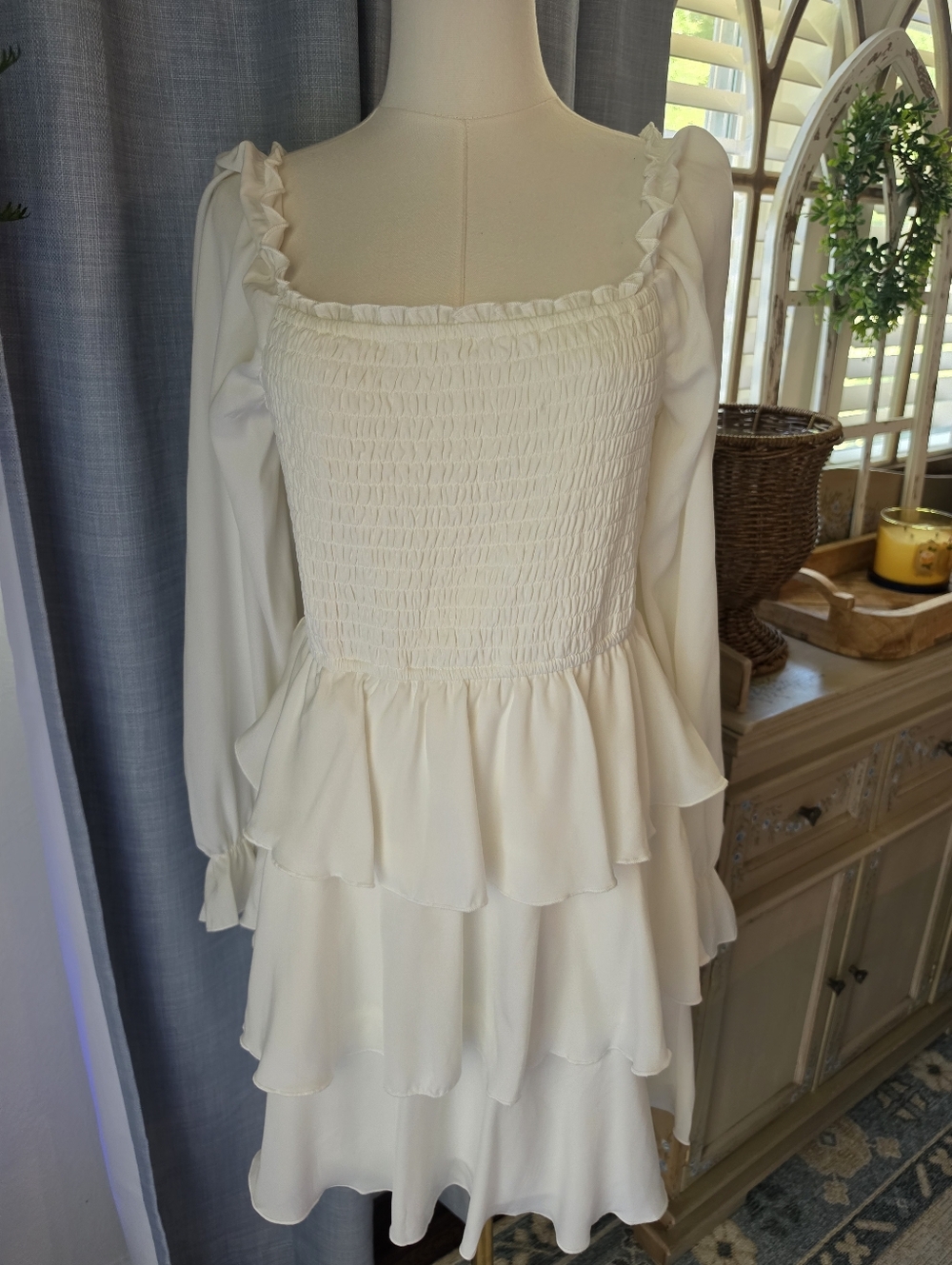 Cream Tiered Dress